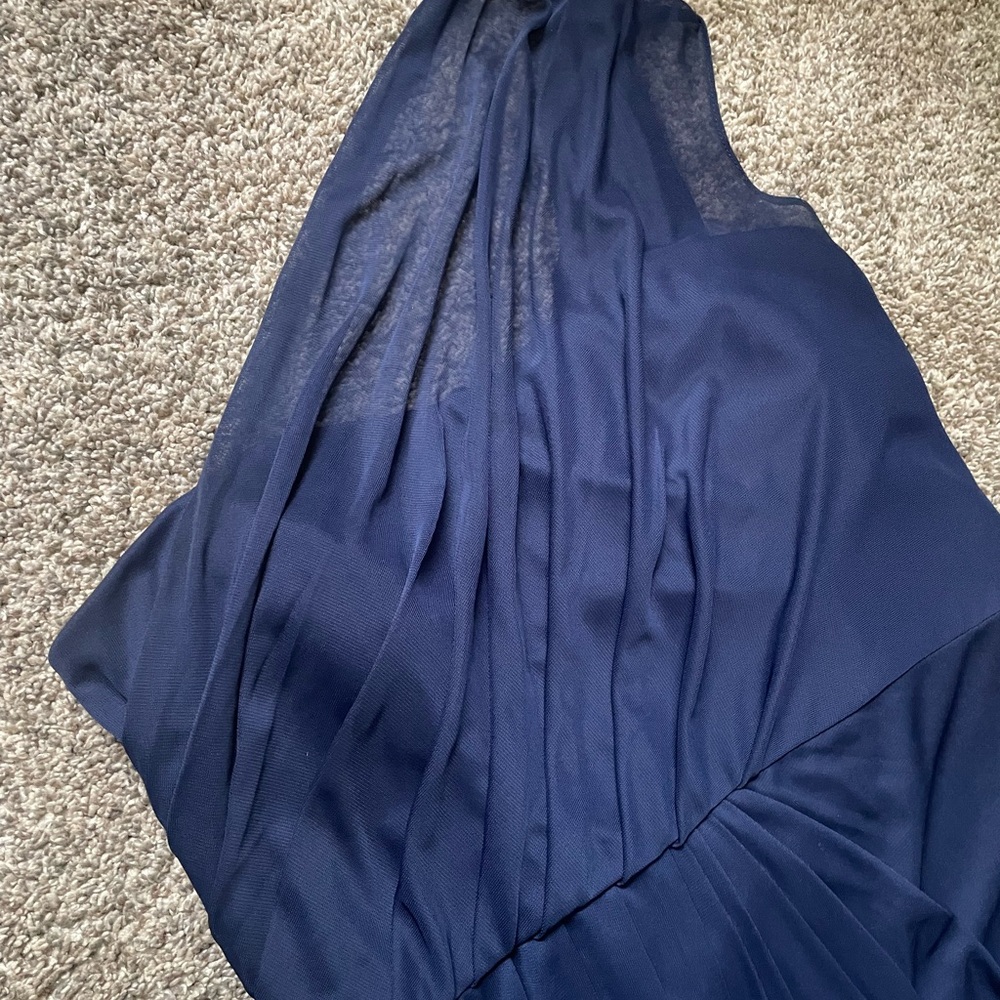 David's Bridal Midnight Blue One-Shoulder Gown - Picture 2 of 2